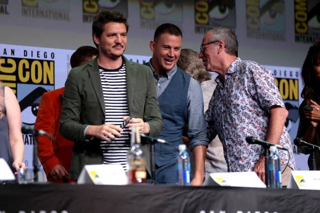 Pedro Pascal with Channing Tatum (Center) and Dave Gibbons (Right) at the 2017 San Diego Comic-Con International