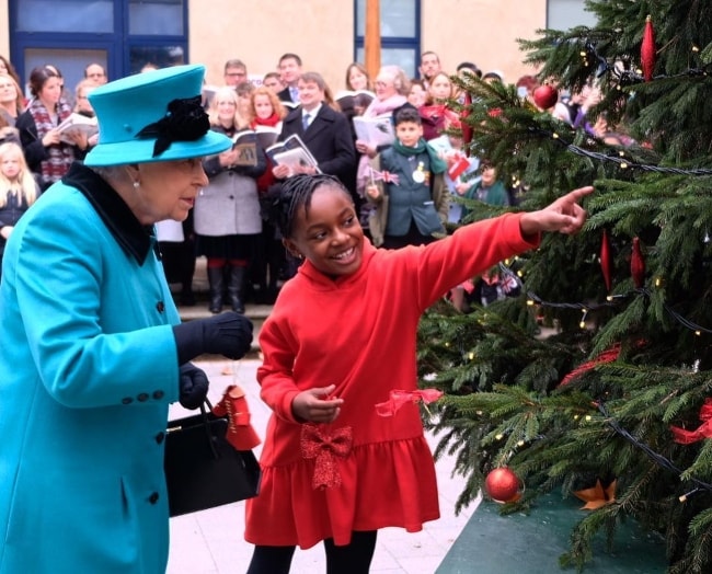 Queen Elizabeth II visiting the Coram, a children's charity, in December 2018