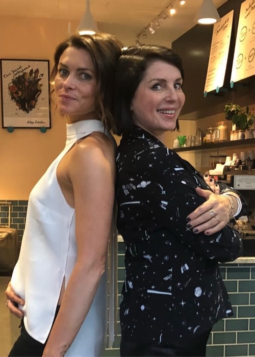 Sadie Frost (Right) with Holly Davidson in Soho, London in May 2018