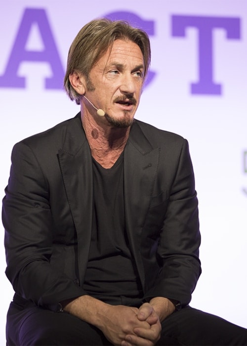 Sean Penn delivering a keynote speech at the LPAA Action Day