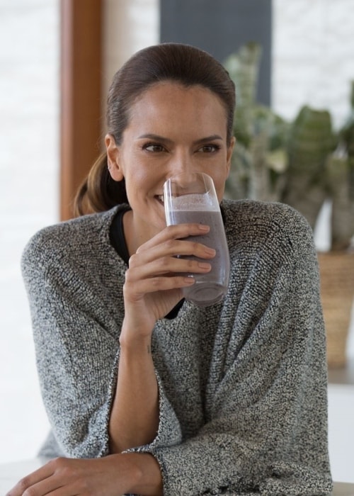 Tegan Haining enjoying a shake