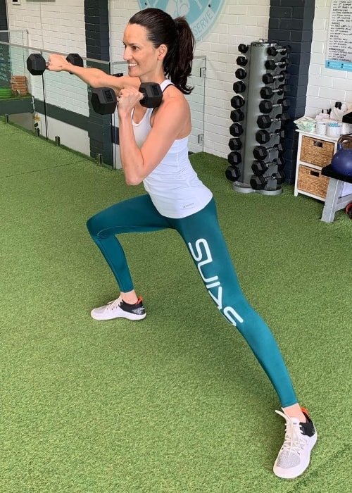 Tegan Haining working out at Fitness Culture Bondi in November 2018