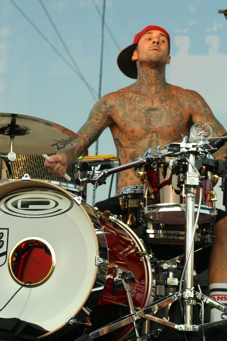 Travis Barker performing at TMobile Block Party in Columbia, SC in September 2008