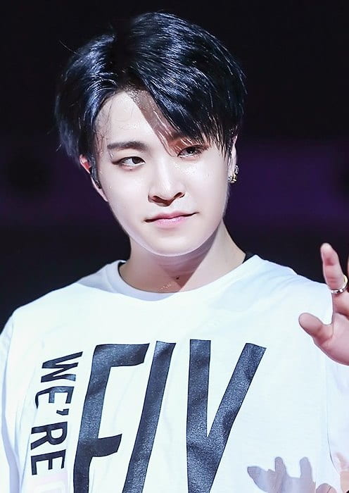Youngjae during a performance in February 2017