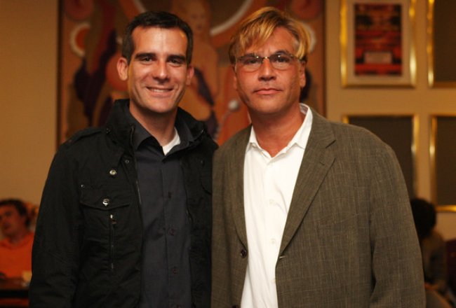 Aaron Sorkin (Right) and Eric Garcetti as seen in August 2008