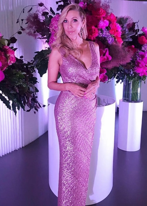 Catriona Rowntree wearing a stunning dress for an event