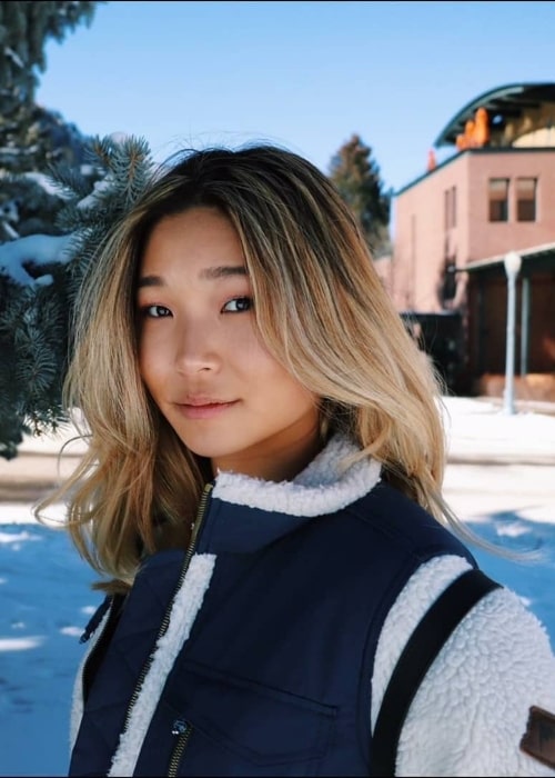 Chloe Kim in Aspen, Colorado in January 2018