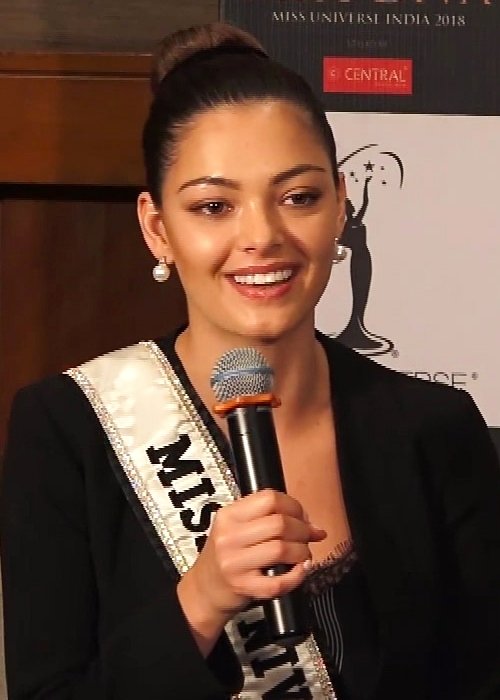 Demi-Leigh Nel-Peters at a press conference in India in September 2018