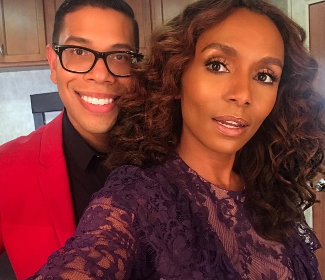 Janet Mock taking a selfie with Steven Canals in June 2018