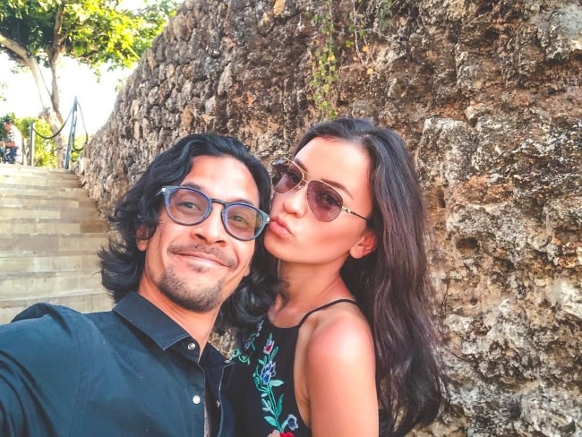 Kimberly Ryder in a selfie with Edward Akbar at AYANA Resort and Spa, Bali in September 2018