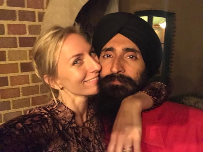 Mickey Sumner taking a selfie with Waris Ahluwalia in July 2018