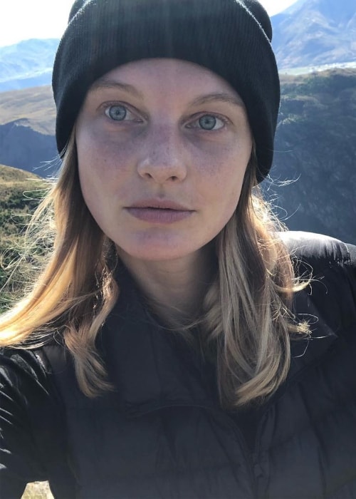 Patricia Van Der Vliet in a selfie at Ben Lomond, New Zealand in January 2019