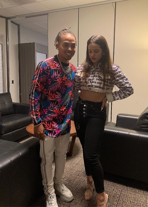 Rosalía posing with Ozuna in November 2018