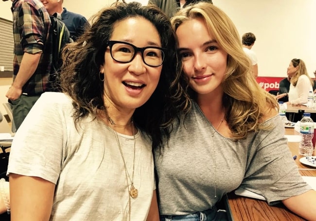 Sandra Oh (Left) with Jodie Comer in July 2018