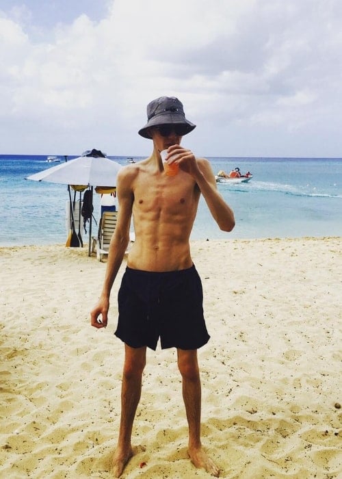 Finnlay Davis as seen shirtless in Sandy Lane, Saint James, Barbados in December 2015