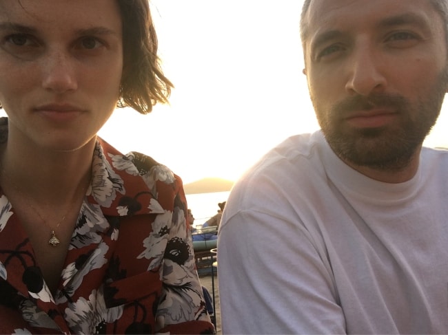 Giedrė Dukauskaitė in a selfie with Arthur at Experimental Beach Ibiza in July 2018