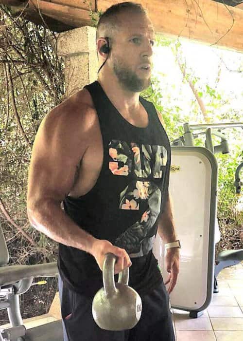 James Haskell in an Instagram post while working out as seen in June 2018