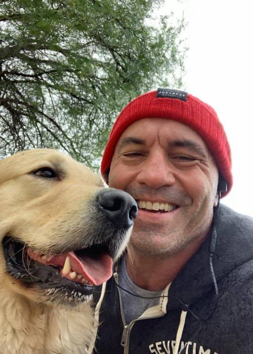 Joe Rogan in a selfie with his dog as seen in November 2018