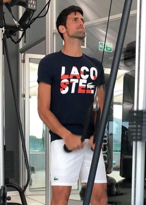 Novak Djokovic working out in May 2018