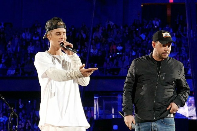 Scooter Braun as seen with Justin Bieber in Rosemont Illinois in 2015