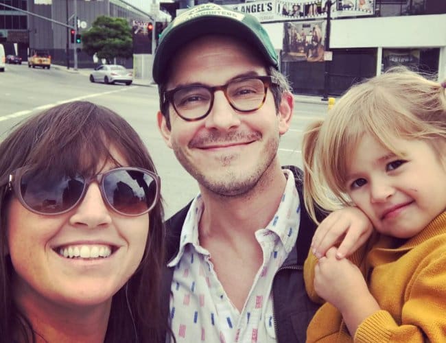 Tate Ellington in a selfie with his wife and daughter as seen in September 2017