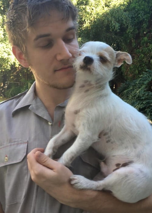Bo Burnham with his dog as seen in October 2016