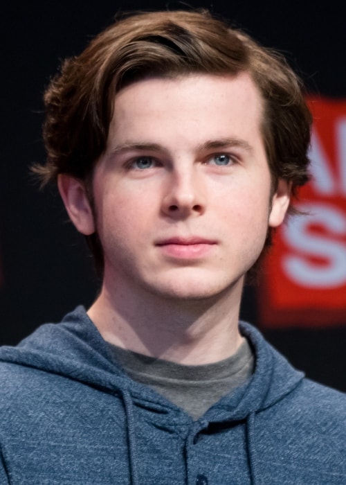 Chandler Riggs as seen in a picture taken at the Walker Stalker Con in Maimarkthalle, Mannheim, Baden-Württemberg, Germany in March 2018