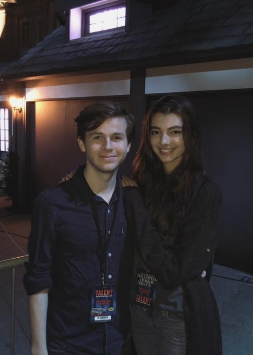 Chandler Riggs as seen in a picture with his girlfriend Haleigh Hekking at the Halloween Horror Nights Hollywood in September 2018