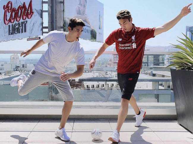 Chris Baris in a New Balance photoshoot for the new collection of the New Balance running shoes and New Balance Liverpool Jersey in June 2018