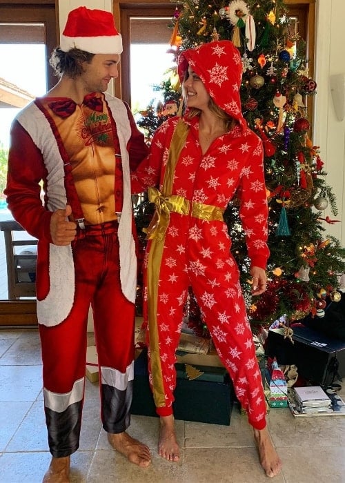 Jack Brinkley-Cook and Nina Agdal as seen in a Christmas picture in December 2018
