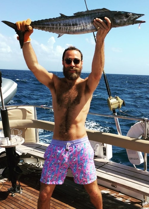 James Middleton pictured shirtless during a Friday fishing trip in February 2016