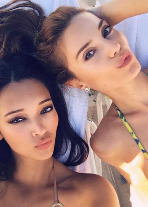 Julia Pereira in a selfie with Mexican model, Daniela De Jesus Cosio, at W Hotel Miami Beach in March 2019