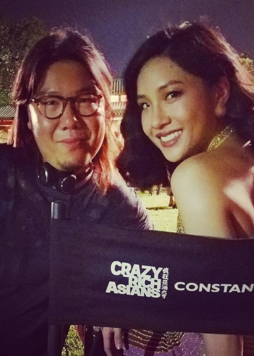 Kevin Kwan as seen in a with Constance Wu on the set of Crazy Rich Asians in Los Angeles, California