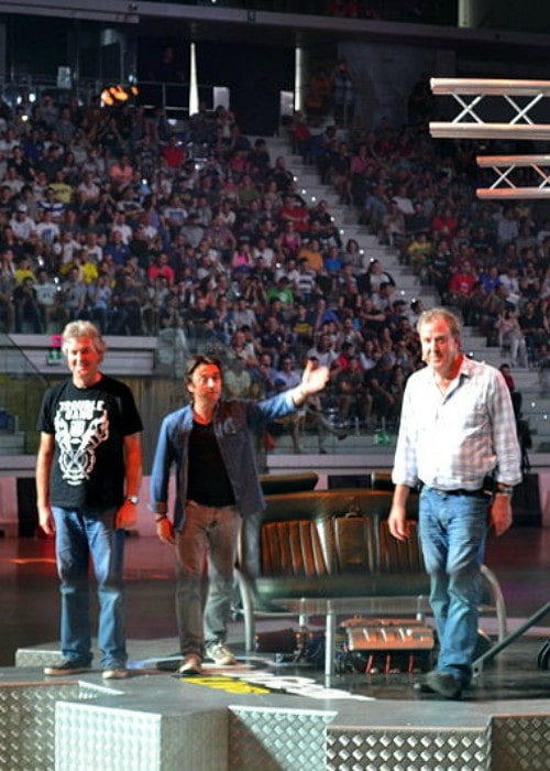 Richard Hammond as seen presenting the show Top Gear along with co-hosts James May and Jeremy Clarkson in July 2014