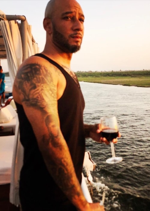 Swizz Beatz as seen while enjoying his time with a drink in February 2019