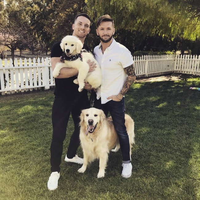 Travis Wall as seen with Pom Palange and their dogs in April 2018