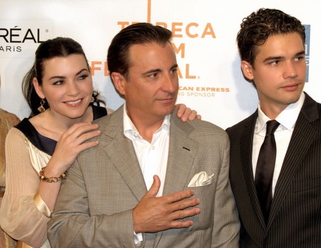 Actors Julianna Margulies, Andy Garcia, and Steven Strait at the Film Premiere of City Island in 2009