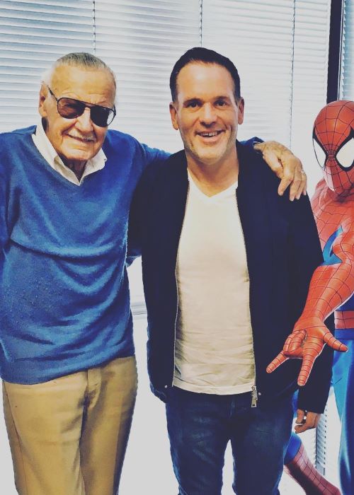 Chris Moyles with Stan Lee as seen on his Instagram Profile in November 2018