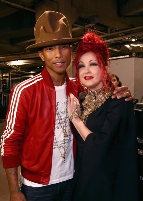 Cyndi Lauper with Pharrell Williams in April 2019