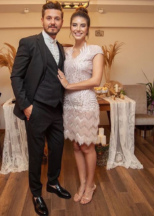 Deniz Baysal with her fiance, Barış Yurtçu, at their engagement party in November 2018