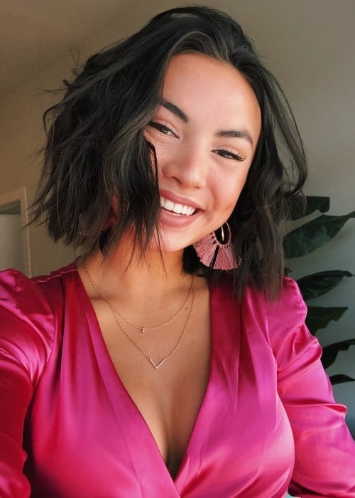 Haley Pham as seen while taking a selfie in a stunning pink dress in February 2019