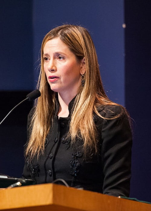 Mira Sorvino at the School of Foreign Service in January 2013