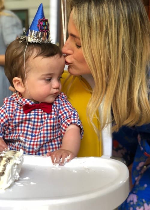 Molly McNearney with her son as seen in April 2018