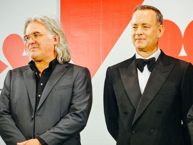 Paul Greengrass (Left) and Tom Hanks at the Tokyo International Film Festival in October 2013