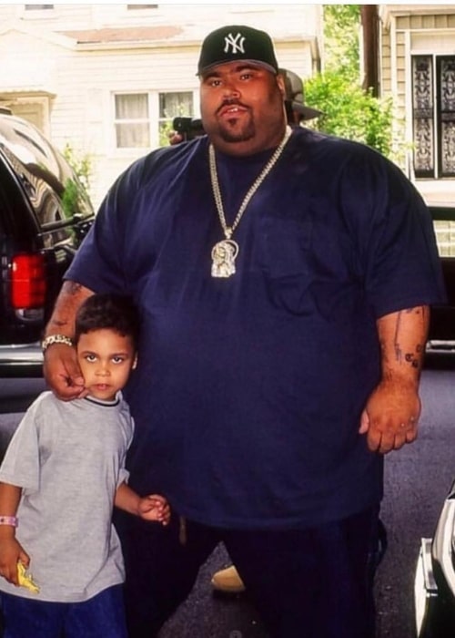 Big Pun as seen while posing for a picture with his youngest son and rapper, Chris Rivers