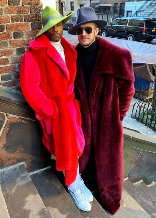 Billy Porter (Left) as seen while posing with his partner, Adam Porter-Smith, while on their way to one of the Christian Siriano runway shows in February 2019