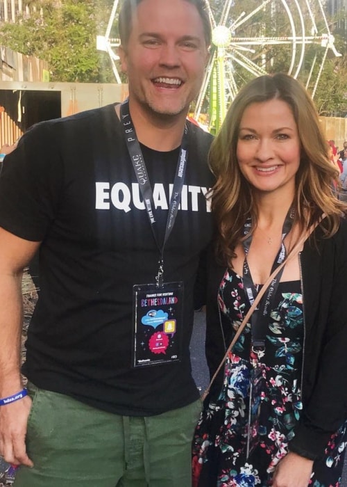 Catherine Taber as seen in a picture with professional beatboxer and auditioner Scott Porter in July 2017