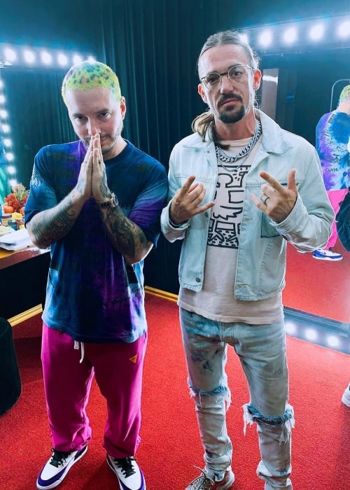 Like Mike (Right) as seen while posing with J Balvin in Cancún, Quintana Roo, Mexico in April 2019