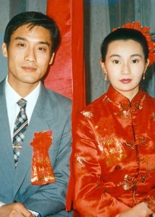 Maggie Cheung as seen in a picture with Tony Leung in the past