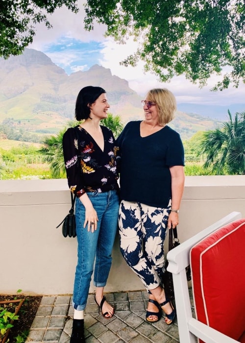 Meganne Young as seen while posing with her mother in Delaire Graff Estate which is located in Stellenbosch, South Africa in January 2019